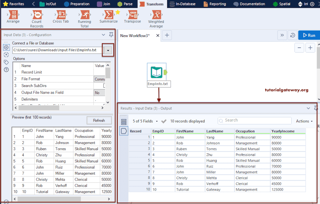 Alteryx Count Records Tool