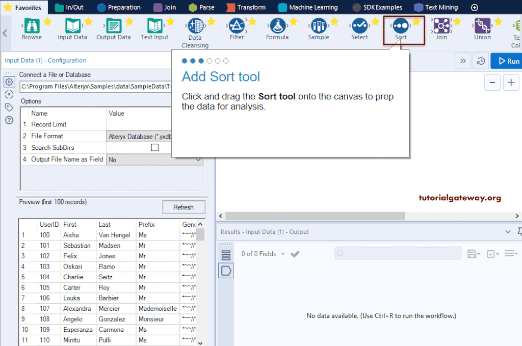 Create the First Workflow in Alteryx Alteryx Designer Tour