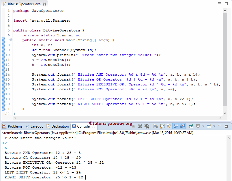 Bitwise Operators in Java