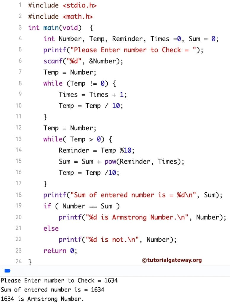 C Program to Check Armstrong Number