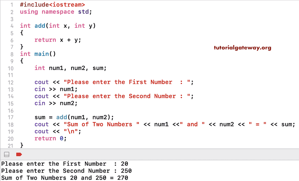 C++ Program to Add Two Numbers