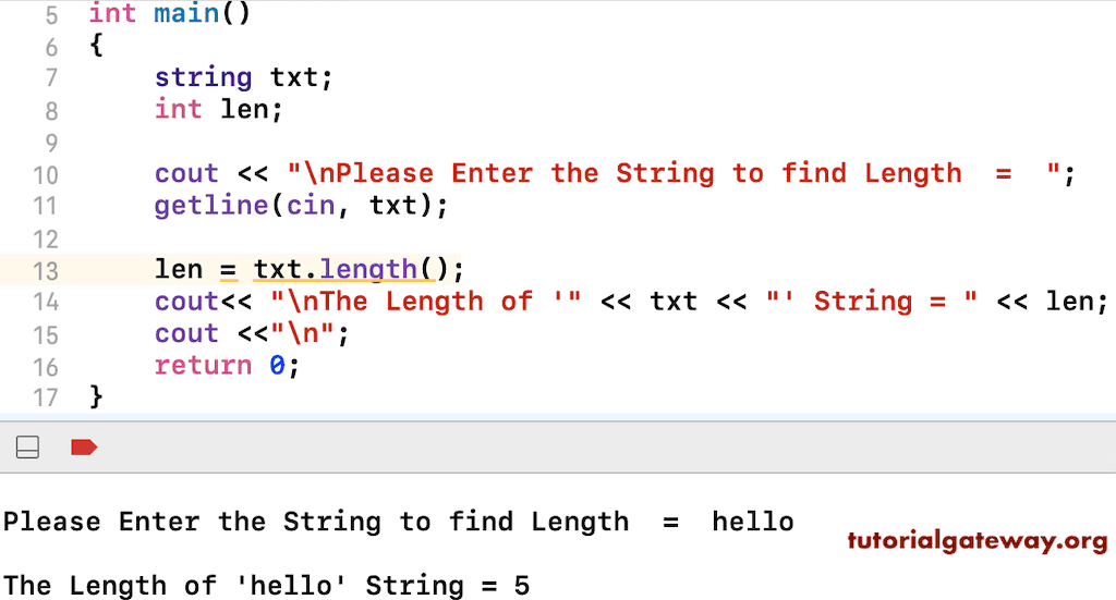 C++ Program to Find String Length