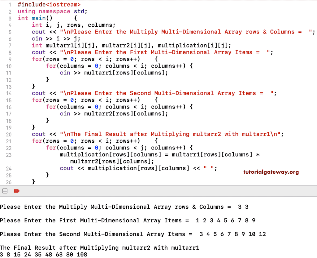 C++ Program to Multiply two Matrixes