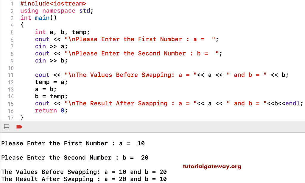 C++ Program to Swap Two Numbers
