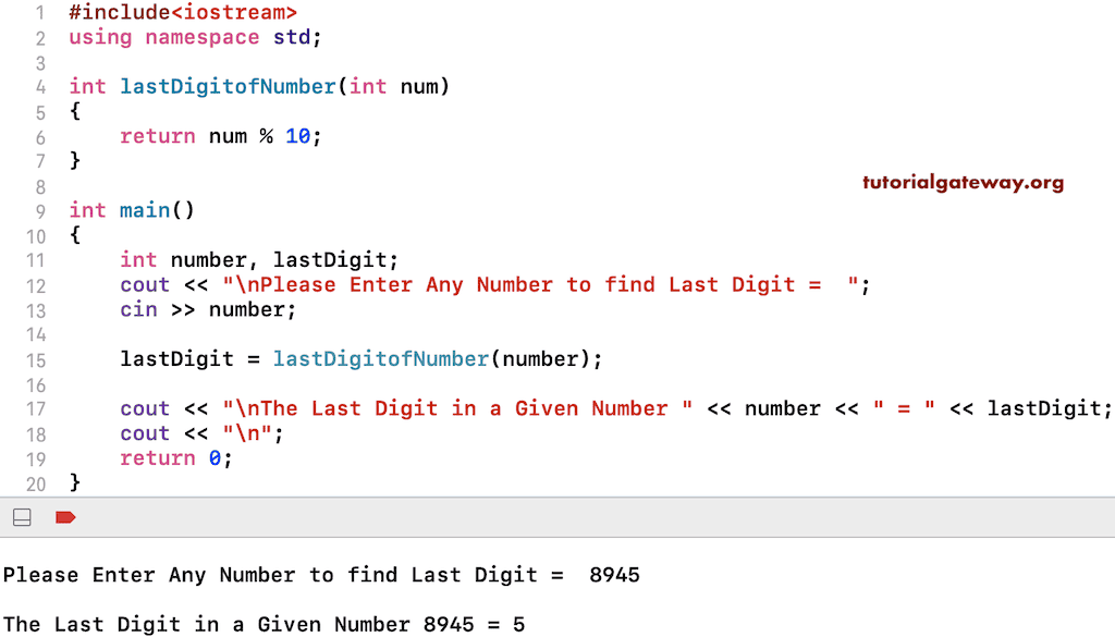 C++ Program to find the Last Digit of a Number
