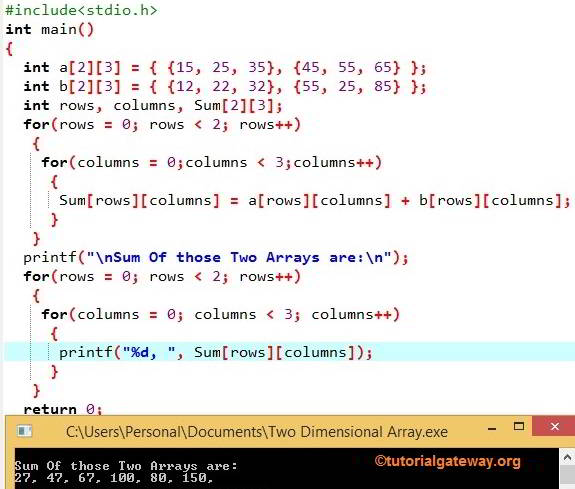 Two Dimensional Array in C Programming