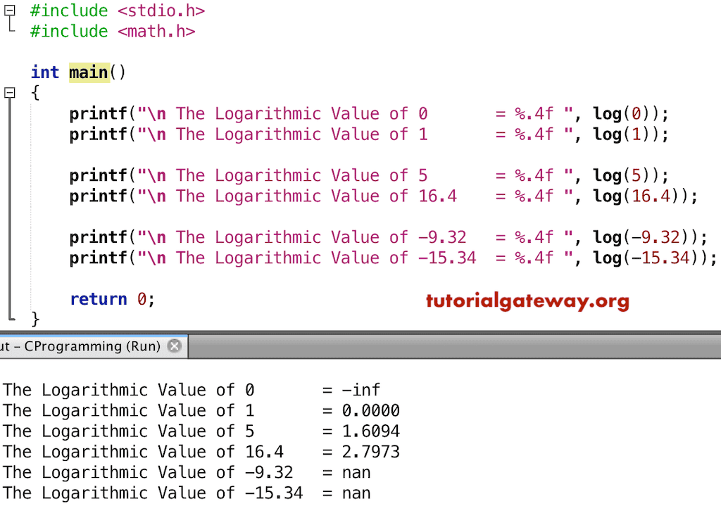 C log Function