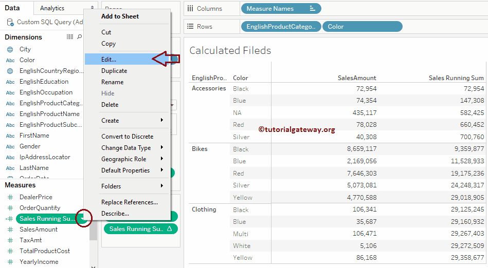 Calculated Field in Tableau