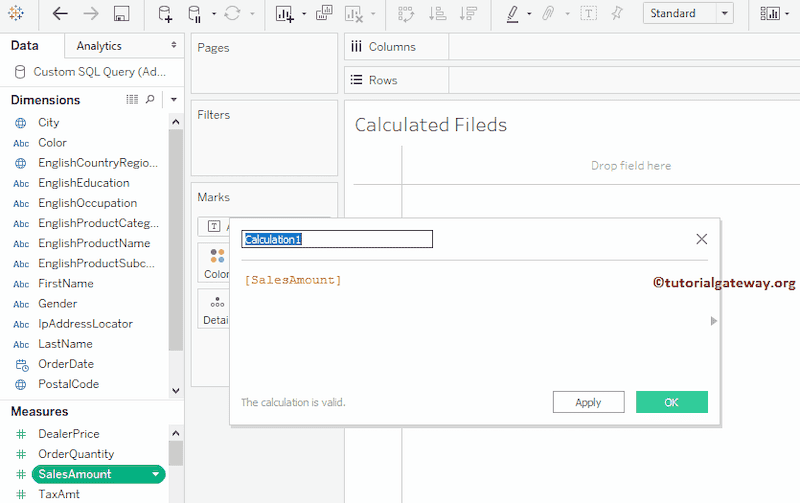 Calculated Field in Tableau