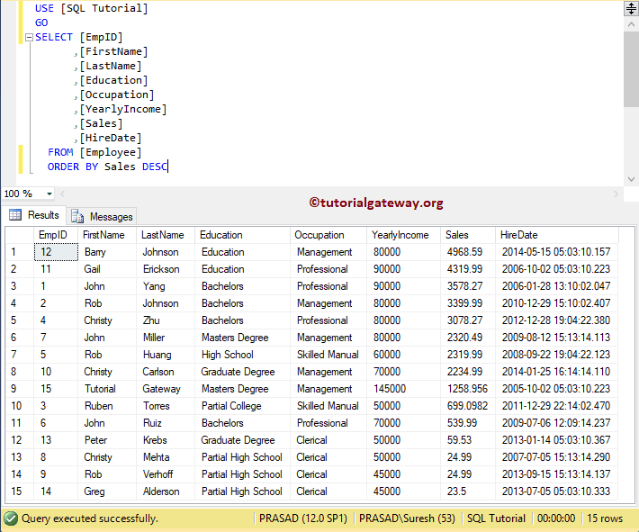 Clauses in SQL Server