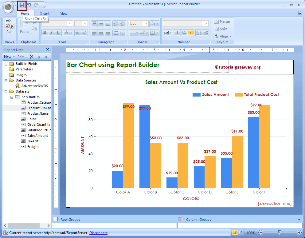 Create Bar Chart in SSRS Report Builder