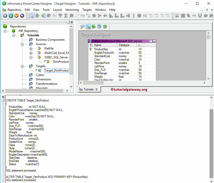 Create Informatica Target table using Source Definition