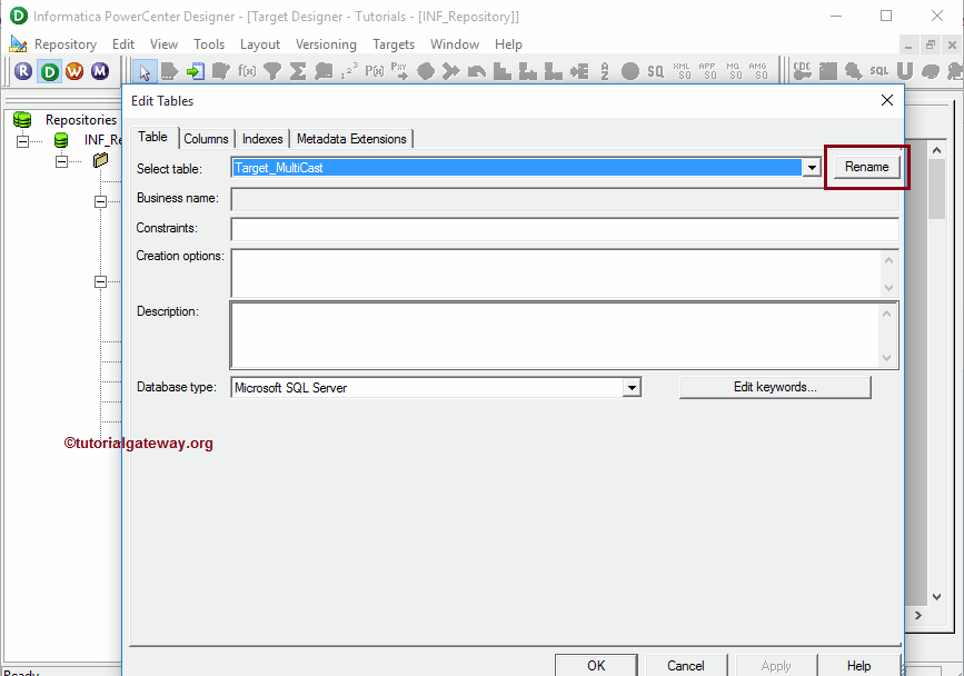 How to Create Target Table in Informatica