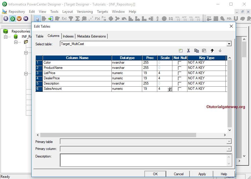 How to Create Target Table in Informatica