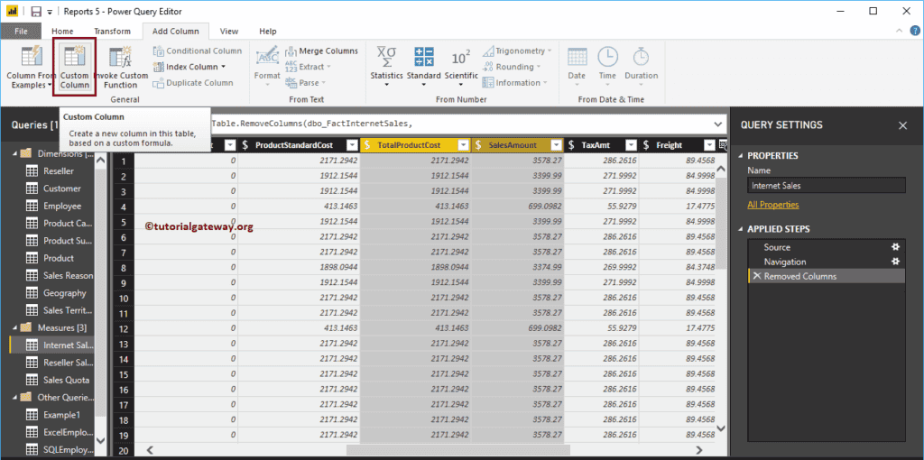 Create a Custom Column in Power BI