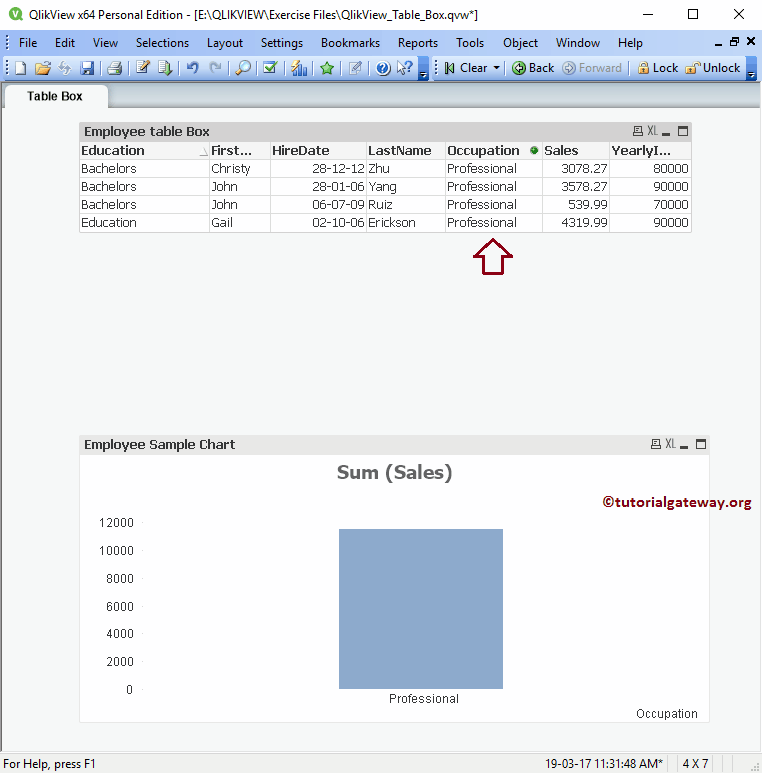Creating Table Box in QlikView