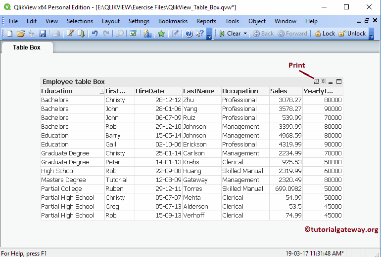 Creating Table Box in QlikView