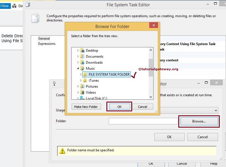 Delete Directory Content Using File System Task in SSIS