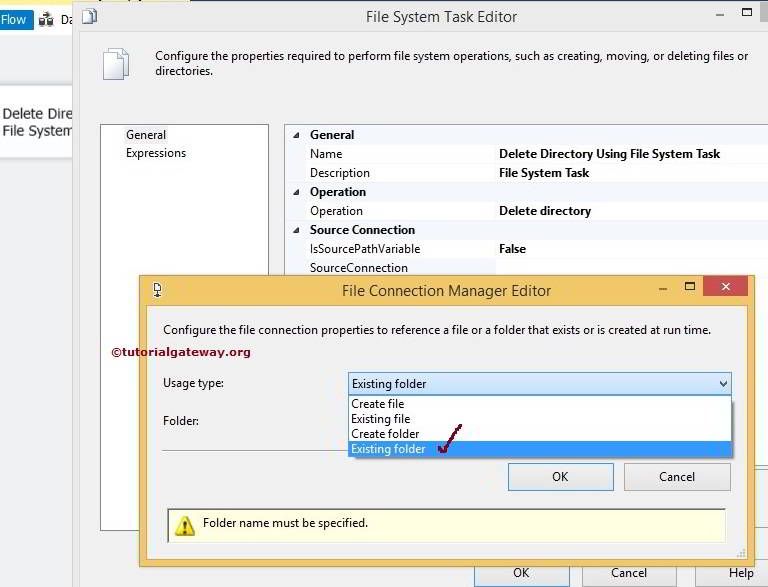 Delete Directory Using File System Task in SSIS