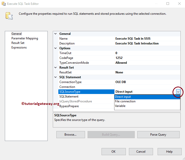 Execute SQL Task in SSIS