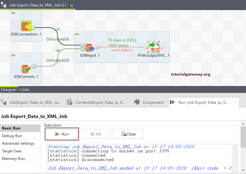 Export Database Table to XML in Talend