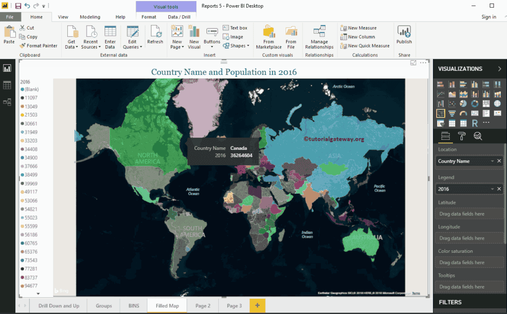 3D Globe Map Power Bi Filled Map in Power BI