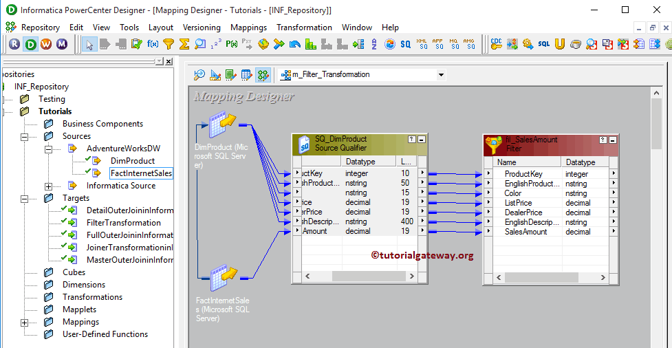 Filter Transformation in Informatica