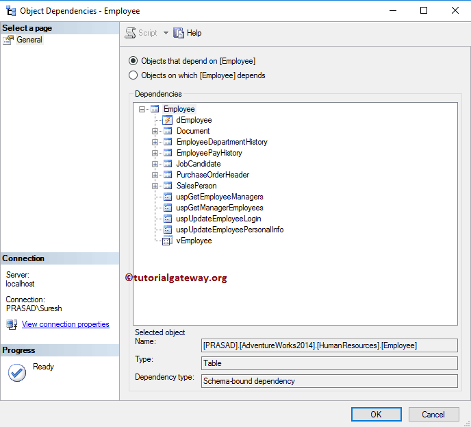 Find the Dependencies of a Table in SQL Server