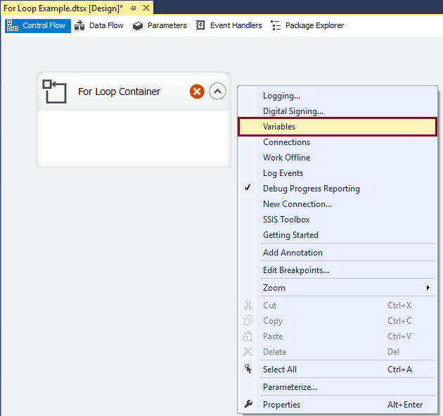 For Loop Container in SSIS
