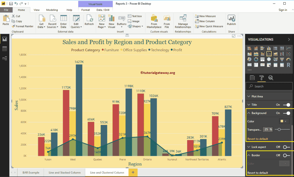 Format Power BI Line and Clustered Column Chart