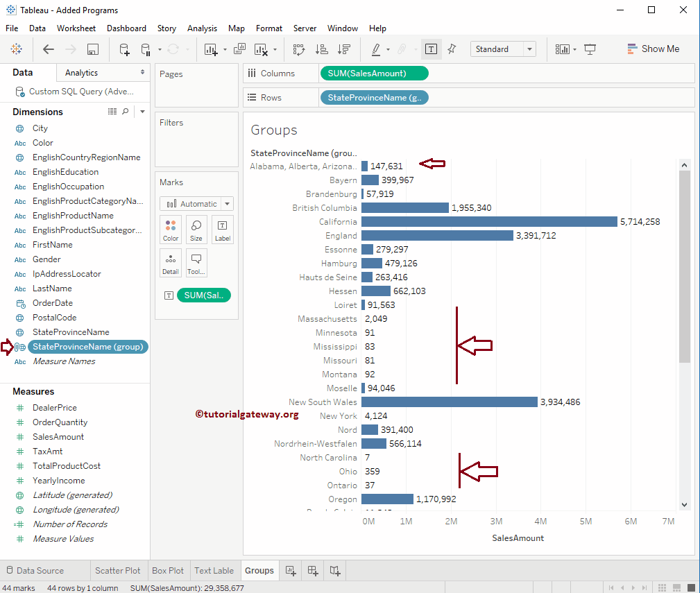 Tableau Grouping or Group By