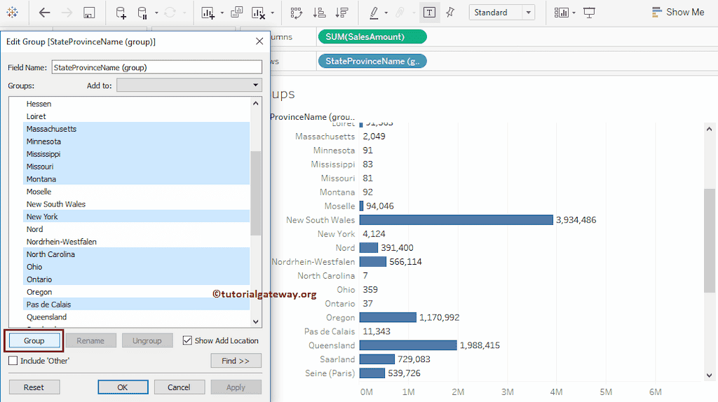 Tableau Grouping or Group By