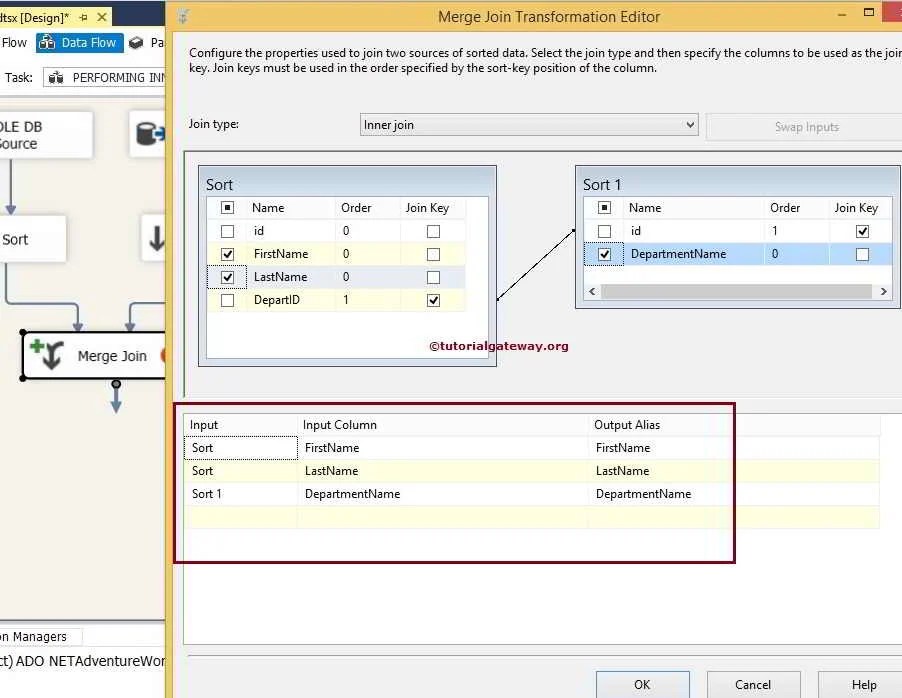 Merge Join Transformation in SSIS Example for SSIS Inner Join