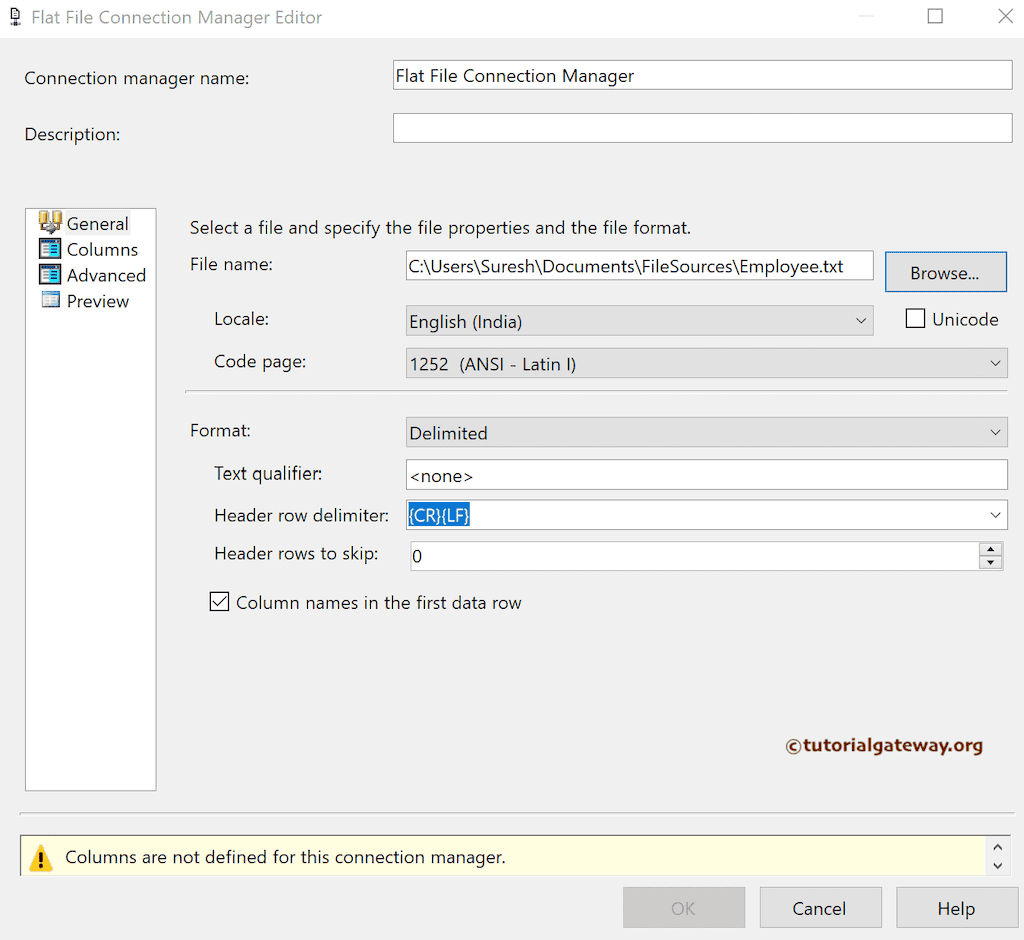 SSIS Flat File Connection Manager