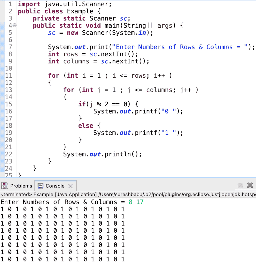 Java Number Pattern Programs