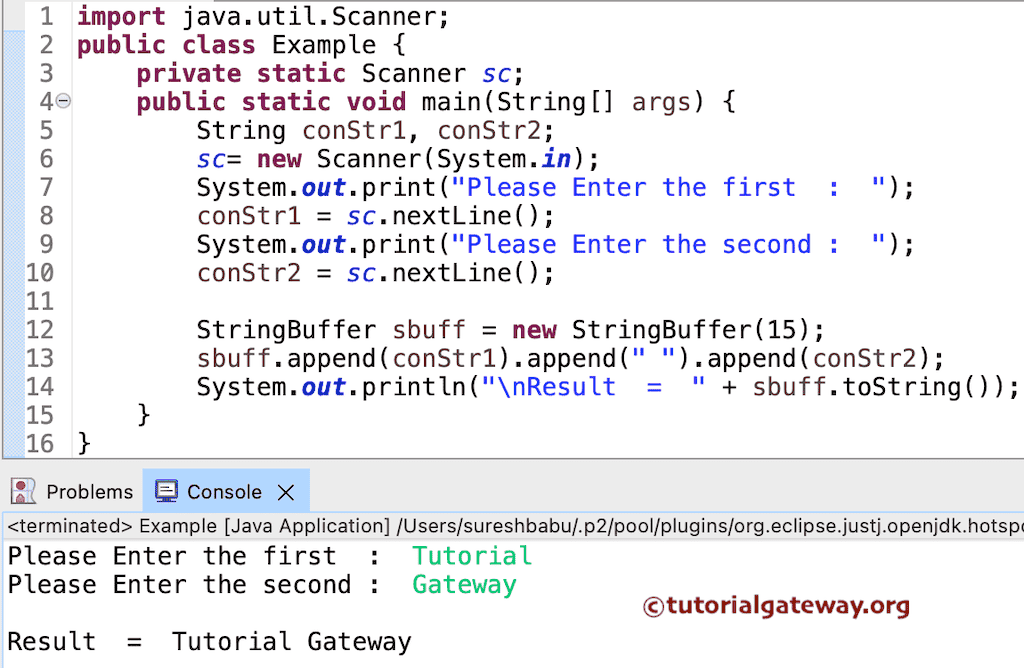 Java Program to Concat Strings