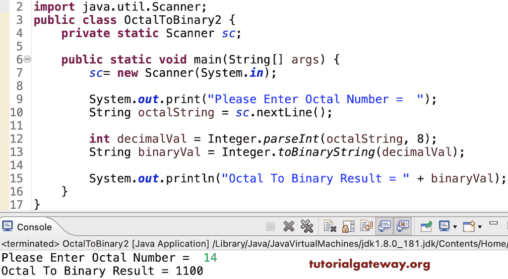 Java Program to Convert Octal To Binary
