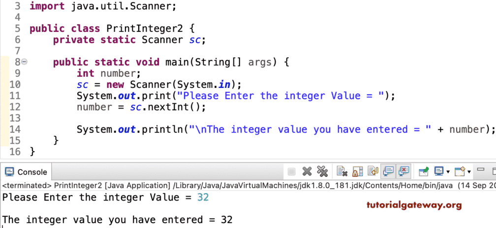 Java Program to Print an Integer