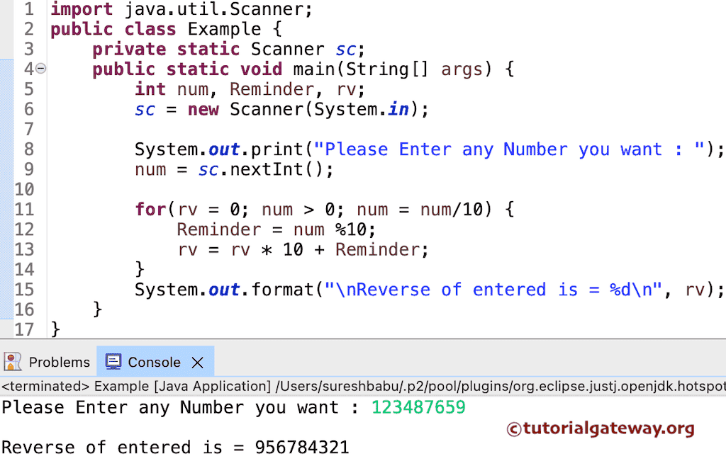 Java Program to Reverse a Number