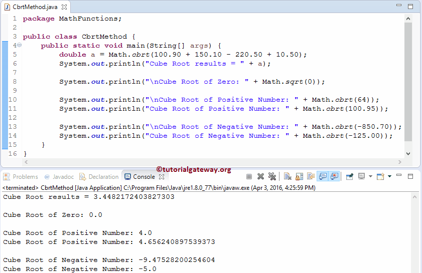 Java cbrt Function