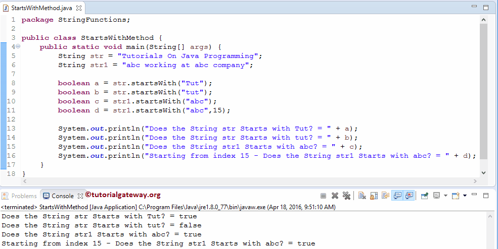 Java startsWith Method