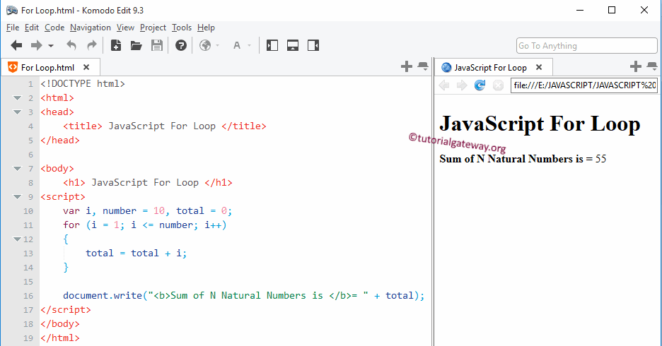 JavaScript For Loop