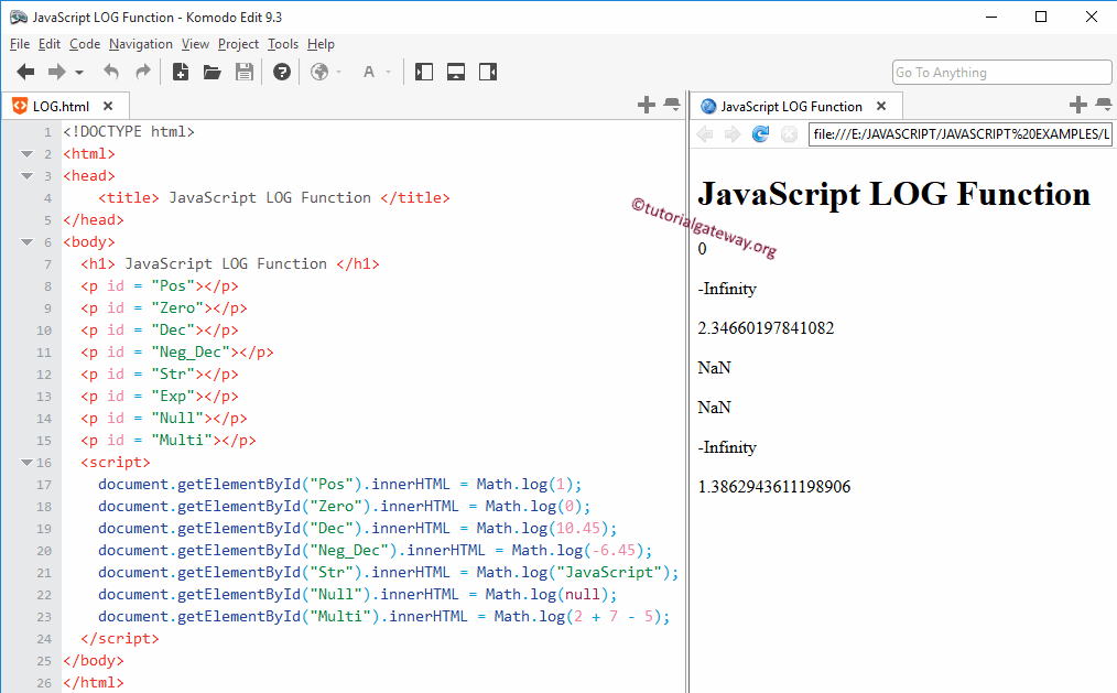 JavaScript LOG Function