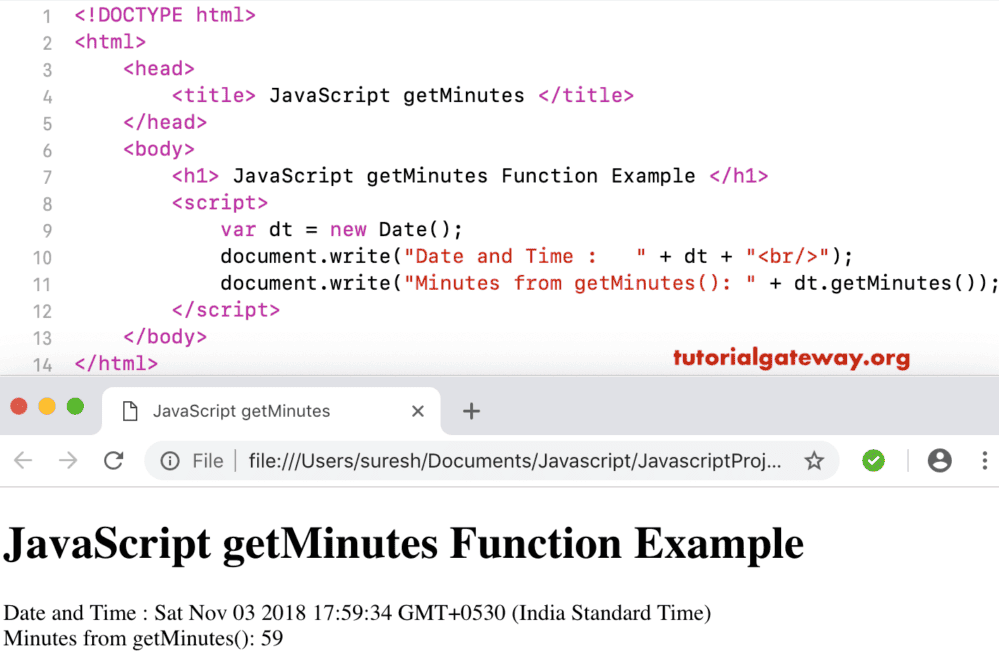 JavaScript getMinutes Function
