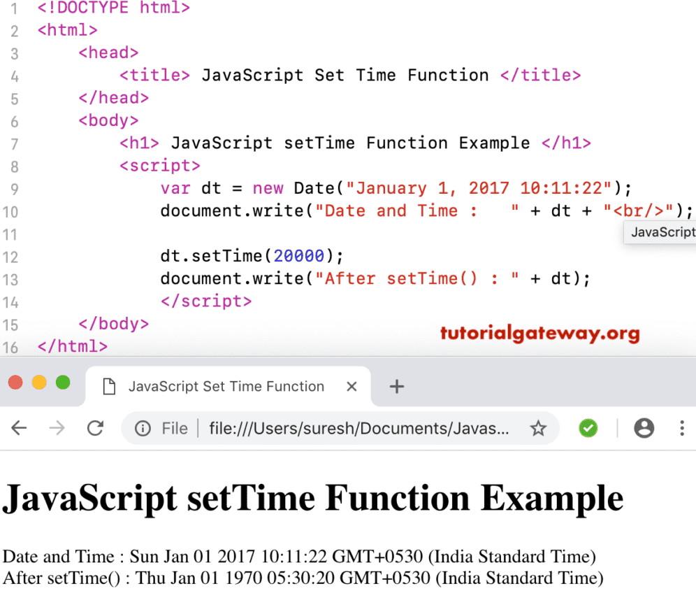 JavaScript setTime Function
