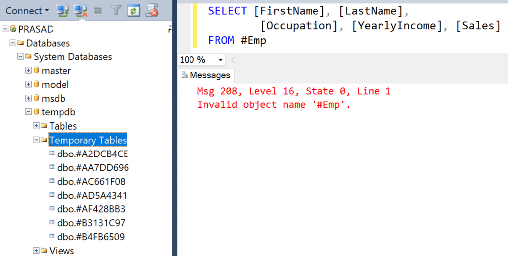 SQL Server Local & Global Temp tables