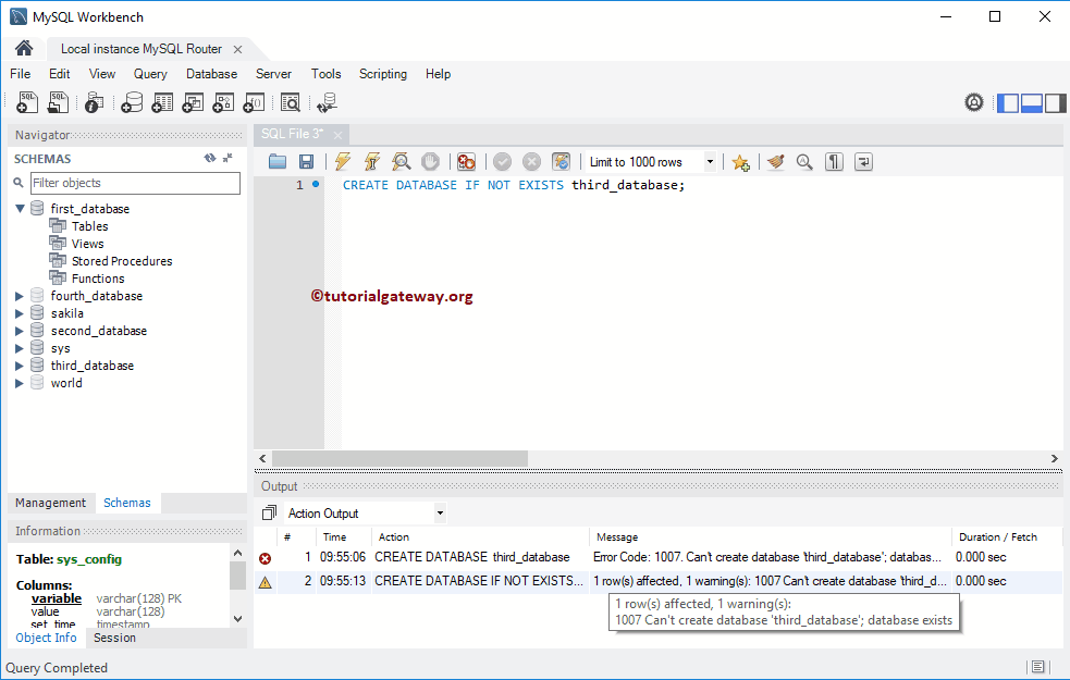 MySQL Create Database