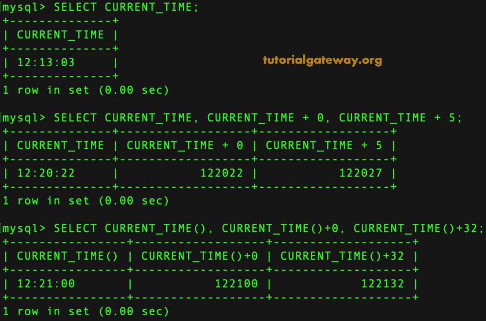 MySQL Current Time