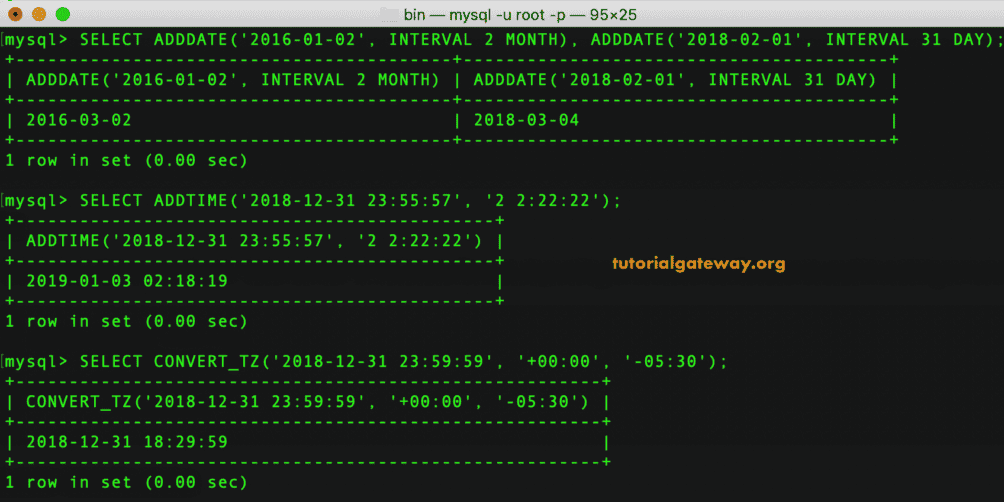 MySQL Date Functions