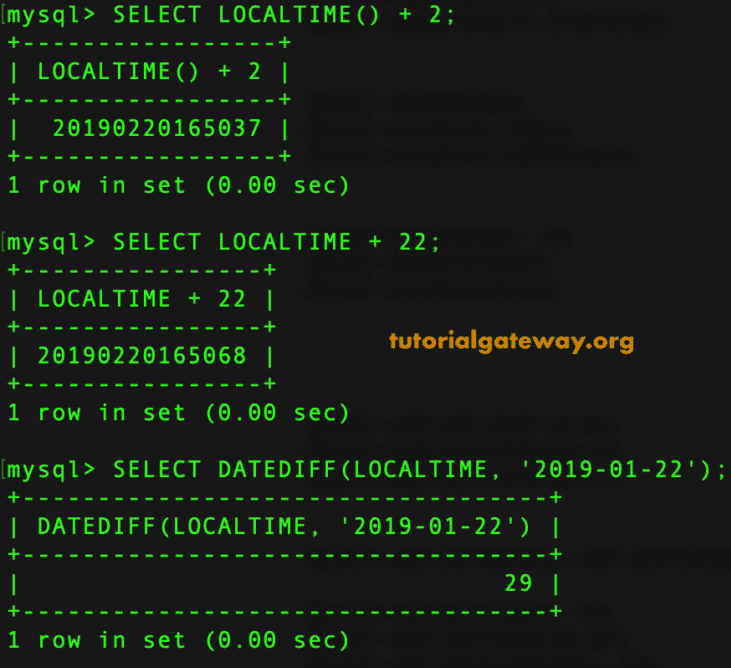 MySQL LOCALTIME Function